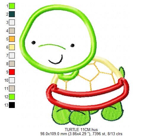 Turtle embroidery design - Animal embroidery designs machine embroidery pattern - Baby boy embroidery file - turtle applique design download