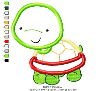 Turtle embroidery design - Animal embroidery designs machine embroidery pattern - Baby boy embroidery file - turtle applique design download