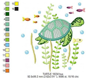 Turtle embroidery design - Ocean animal embroidery designs machine embroidery pattern - Baby boy embroidery - Sea fish embroidery download