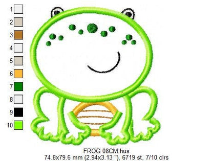 Frog embroidery designs - Animal embroidery design machine embroidery pattern - Baby boy embroidery - frog applique design instant download