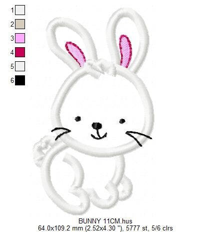 Bunny embroidery design - Rabbit embroidery designs machine embroidery pattern - baby girl embroidery file - kid embroidery rabbit applique