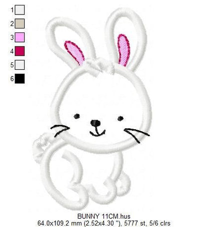 Bunny embroidery design - Rabbit embroidery designs machine embroidery pattern - baby girl embroidery file - kid embroidery rabbit applique