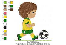 Load image into Gallery viewer, Baby boy embroidery designs - Soccer embroidery design machine embroidery file - Boy with ball embroidery - Soccer player instant download
