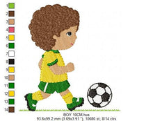 Load image into Gallery viewer, Baby boy embroidery designs - Soccer embroidery design machine embroidery file - Boy with ball embroidery - Soccer player instant download
