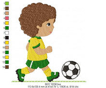 Load image into Gallery viewer, Baby boy embroidery designs - Soccer embroidery design machine embroidery file - Boy with ball embroidery - Soccer player instant download
