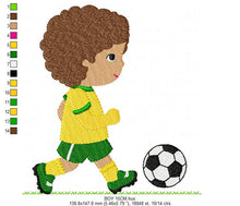 Load image into Gallery viewer, Baby boy embroidery designs - Soccer embroidery design machine embroidery file - Boy with ball embroidery - Soccer player instant download
