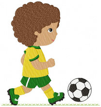 Load image into Gallery viewer, Baby boy embroidery designs - Soccer embroidery design machine embroidery file - Boy with ball embroidery - Soccer player instant download
