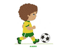 Load image into Gallery viewer, Baby boy embroidery designs - Soccer embroidery design machine embroidery file - Boy with ball embroidery - Soccer player instant download
