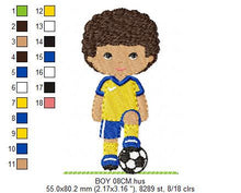 Load image into Gallery viewer, Baby boy embroidery designs - Soccer embroidery design machine embroidery file - Boy with ball embroidery - Soccer player instant download
