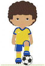 Load image into Gallery viewer, Baby boy embroidery designs - Soccer embroidery design machine embroidery file - Boy with ball embroidery - Soccer player instant download
