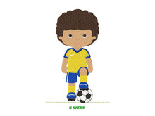 Load image into Gallery viewer, Baby boy embroidery designs - Soccer embroidery design machine embroidery file - Boy with ball embroidery - Soccer player instant download
