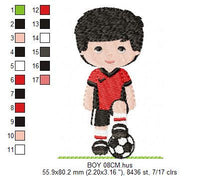 Cargar imagen en el visor de la galería, Baby boy embroidery designs - Soccer embroidery design machine embroidery file - Boy with ball embroidery - Soccer player instant download
