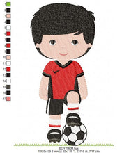 Cargar imagen en el visor de la galería, Baby boy embroidery designs - Soccer embroidery design machine embroidery file - Boy with ball embroidery - Soccer player instant download
