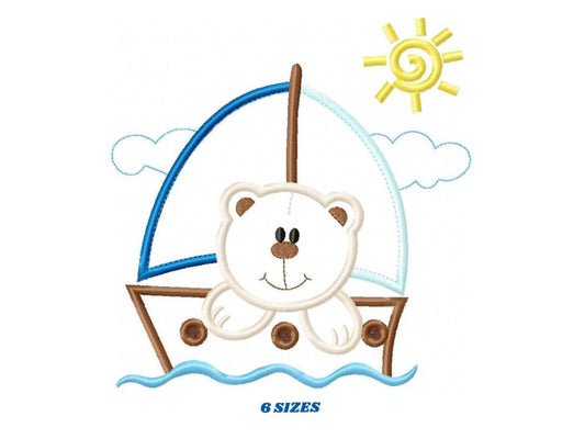 Bear embroidery designs - Sailor embroidery design machine embroidery pattern - sailor bear applique design - baby boy boat instant download