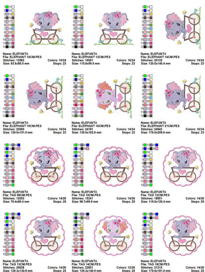 Elephant embroidery designs - safari animal embroidery design machine embroidery pattern - baby girl embroidery file - Tag embroidery frame