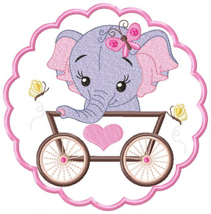 Elephant embroidery designs - safari animal embroidery design machine embroidery pattern - baby girl embroidery file - Tag embroidery frame