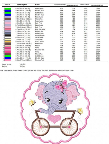 Elephant embroidery designs - safari animal embroidery design machine embroidery pattern - baby girl embroidery file - Tag embroidery frame