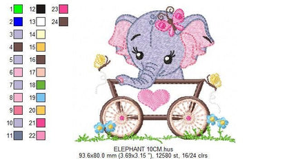 Elephant embroidery designs - safari animal embroidery design machine embroidery pattern - baby girl embroidery file - Tag embroidery frame