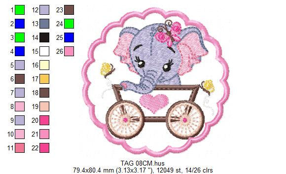 Elephant embroidery designs - safari animal embroidery design machine embroidery pattern - baby girl embroidery file - Tag embroidery frame