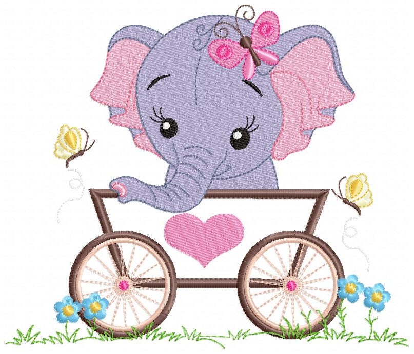 Elephant embroidery designs - safari animal embroidery design machine embroidery pattern - baby girl embroidery file - Tag embroidery frame
