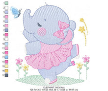 Charger l&#39;image dans la galerie, Elephant embroidery designs - Ballerina embroidery design machine embroidery pattern - Baby girl embroidery file - animal elephant ballerina
