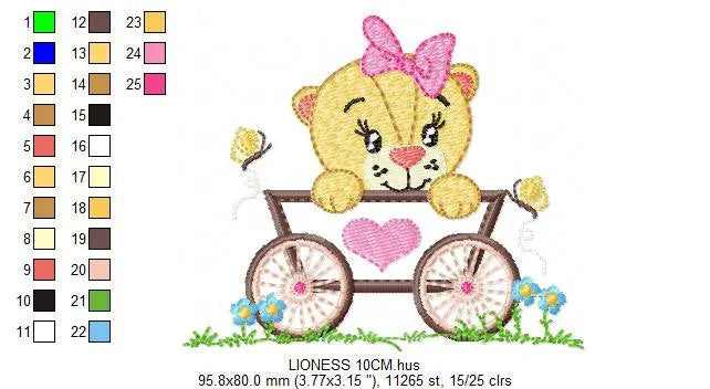 Lioness embroidery designs - Lion embroidery design machine embroidery pattern - Animal embroidery - Baby girl embroidery instant download Marcia Embroidery