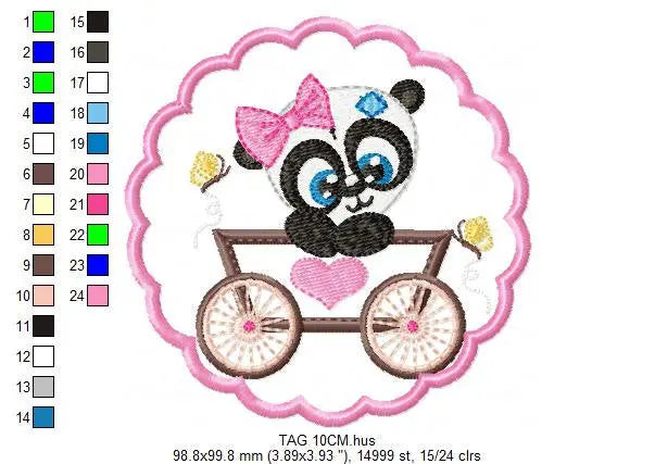 Panda embroidery design - Animal embroidery designs machine embroidery pattern - Baby girl embroidery file - tag embroidery instant download Marcia Embroidery