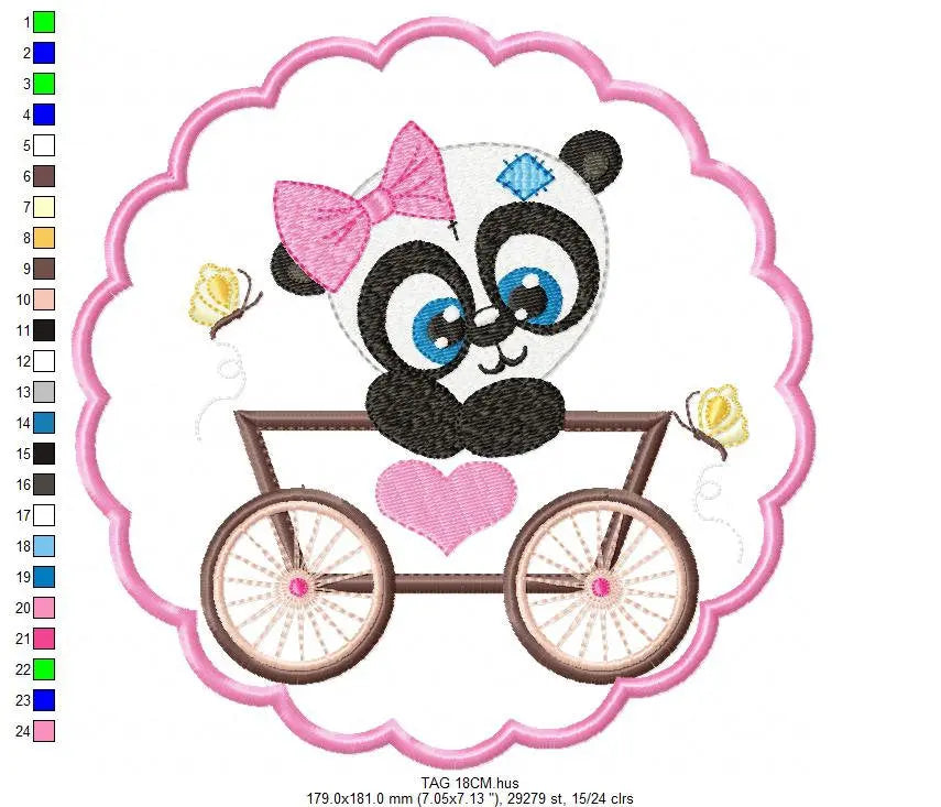 Panda embroidery design - Animal embroidery designs machine embroidery pattern - Baby girl embroidery file - tag embroidery instant download Marcia Embroidery