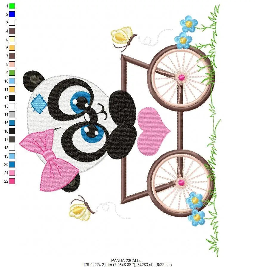 Panda embroidery design - Animal embroidery designs machine embroidery pattern - Baby girl embroidery file - tag embroidery instant download Marcia Embroidery