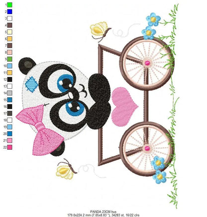 Panda embroidery design - Animal embroidery designs machine embroidery pattern - Baby girl embroidery file - tag embroidery instant download Marcia Embroidery