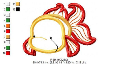Golden fish embroidery designs - Aquarium embroidery design machine embroidery pattern - animal embroidery file - fish applique design boy
