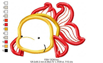Golden fish embroidery designs - Aquarium embroidery design machine embroidery pattern - animal embroidery file - fish applique design boy