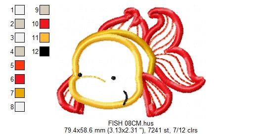 Golden fish embroidery designs - Aquarium embroidery design machine embroidery pattern - animal embroidery file - fish applique design boy