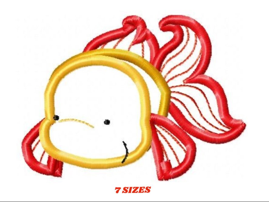 Golden fish embroidery designs - Aquarium embroidery design machine embroidery pattern - animal embroidery file - fish applique design boy