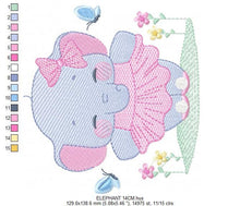 Charger l&#39;image dans la galerie, Elephant embroidery designs - Ballerina embroidery design machine embroidery pattern - Baby girl embroidery file - animal elephant ballerina
