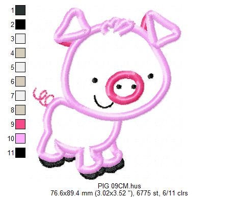 Pig embroidery design - Animal embroidery designs machine embroidery pattern - Baby boy embroidery file - pig applique file instant download