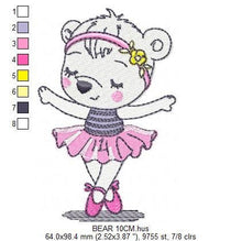 Cargar imagen en el visor de la galería, Bear embroidery designs - Ballerina embroidery design machine embroidery pattern - Baby girl embroidery file - Ballerina bear download
