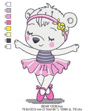 Cargar imagen en el visor de la galería, Bear embroidery designs - Ballerina embroidery design machine embroidery pattern - Baby girl embroidery file - Ballerina bear download
