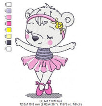 Cargar imagen en el visor de la galería, Bear embroidery designs - Ballerina embroidery design machine embroidery pattern - Baby girl embroidery file - Ballerina bear download
