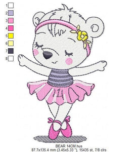 Bear embroidery designs - Ballerina embroidery design machine embroidery pattern - Baby girl embroidery file - Ballerina bear download