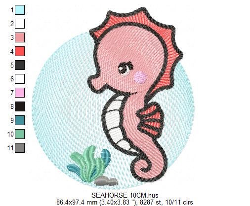 Seahorse embroidery design - Sea Animal embroidery designs machine embroidery pattern - baby boy embroidery file - instant download pes jef