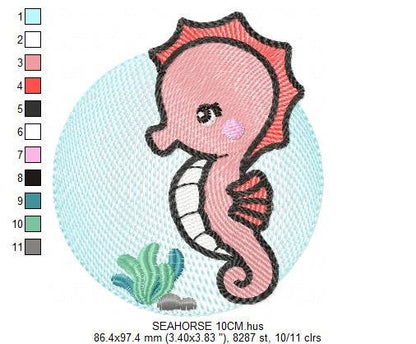 Seahorse embroidery design - Sea Animal embroidery designs machine embroidery pattern - baby boy embroidery file - instant download pes jef