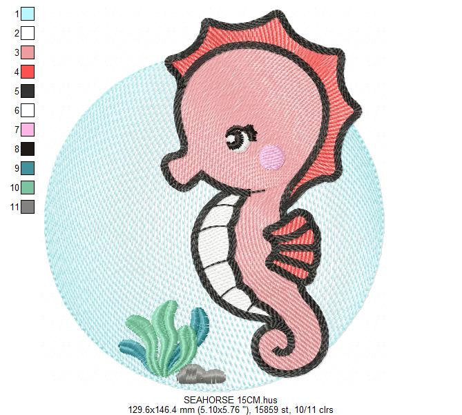 Seahorse embroidery design - Sea Animal embroidery designs machine embroidery pattern - baby boy embroidery file - instant download pes jef