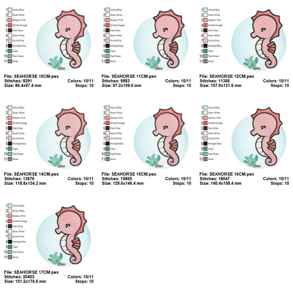 Seahorse embroidery design - Sea Animal embroidery designs machine embroidery pattern - baby boy embroidery file - instant download pes jef