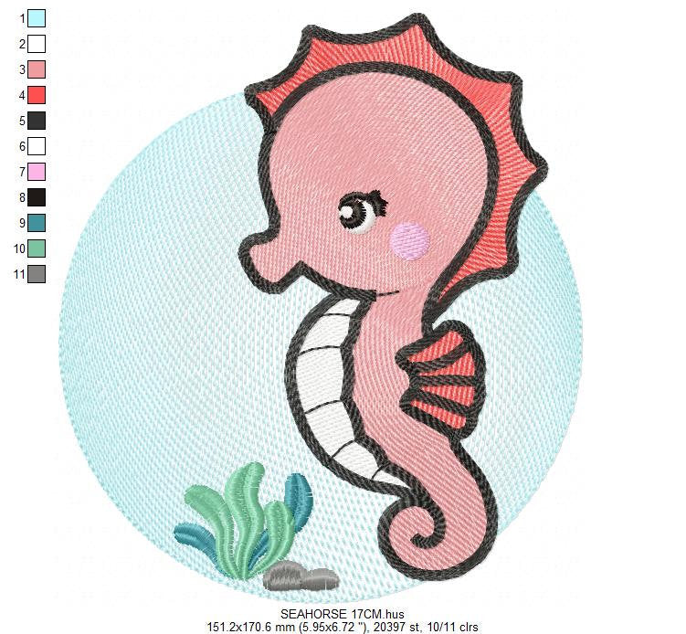 Seahorse embroidery design - Sea Animal embroidery designs machine embroidery pattern - baby boy embroidery file - instant download pes jef