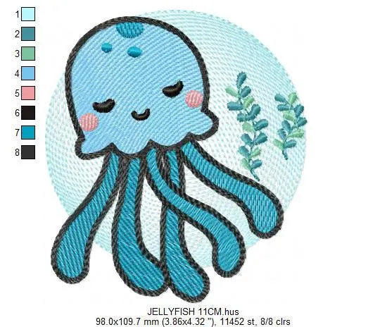 Jellyfish embroidery design - Sea animals embroidery designs machine embroidery pattern - Ocean animals embroidery file - instant download Marcia Embroidery