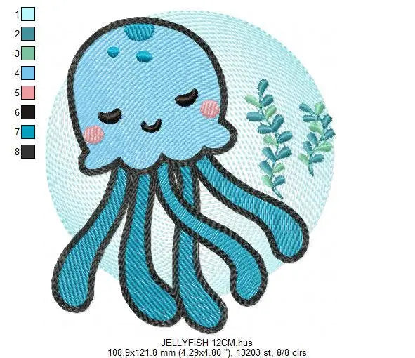 Jellyfish embroidery design - Sea animals embroidery designs machine embroidery pattern - Ocean animals embroidery file - instant download Marcia Embroidery