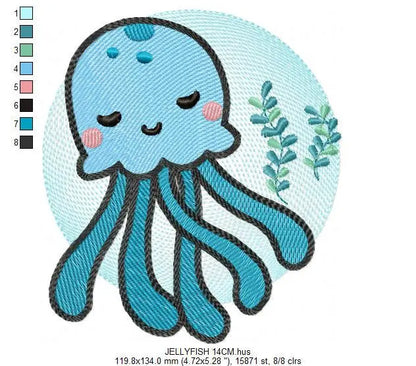 Jellyfish embroidery design - Sea animals embroidery designs machine embroidery pattern - Ocean animals embroidery file - instant download Marcia Embroidery