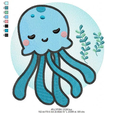 Jellyfish embroidery design - Sea animals embroidery designs machine embroidery pattern - Ocean animals embroidery file - instant download Marcia Embroidery