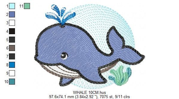 Whale embroidery designs - Ocean Fish embroidery design machine embroidery pattern - Baby boy embroidery file - sea animal embroidery pes